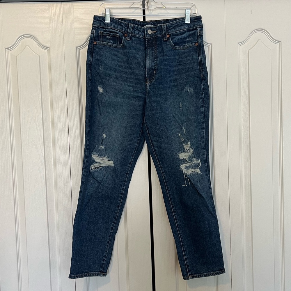 Old Navy Distressed Ripped Straight OG High Rise Jeans